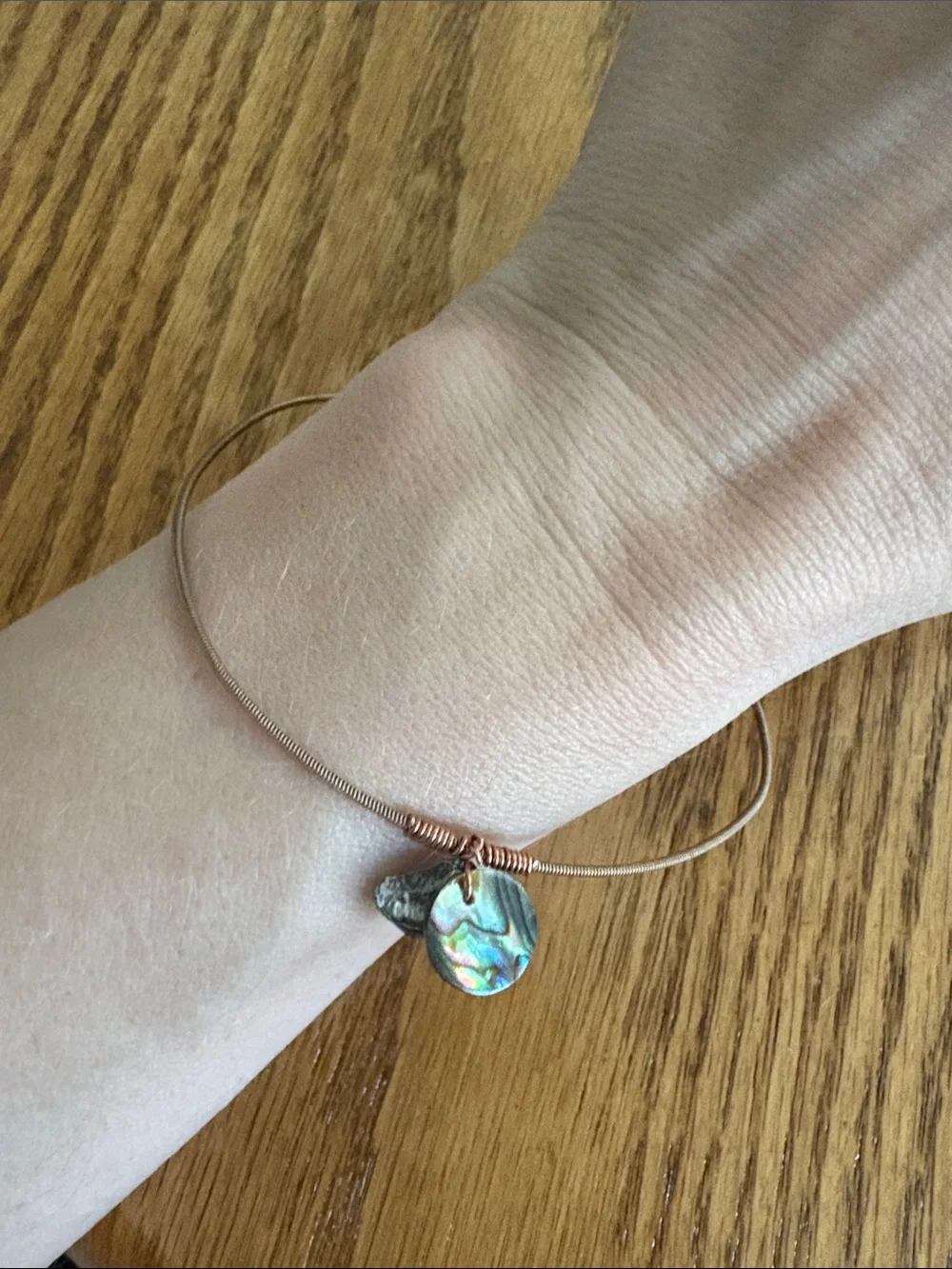 Hand Crafted Guitar String Abalone Shell Bracelet